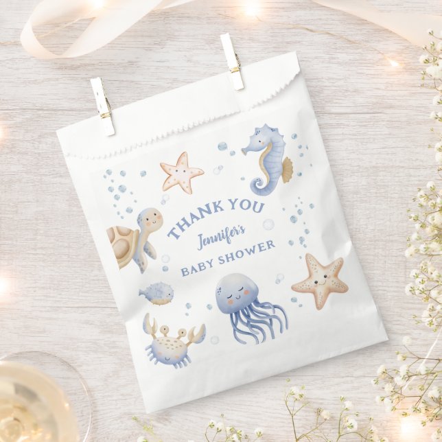 Sachets En Papier Sous La Mer ! Baby shower garçon bleu mou (Coupé)