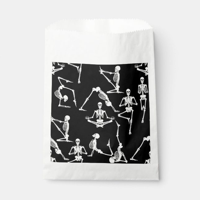 Sachets En Papier squelettes de yoga halloween noir (Devant)