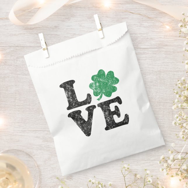Sachets En Papier St Patrick's Day LOVE Shamrock irlandais (Coupé)