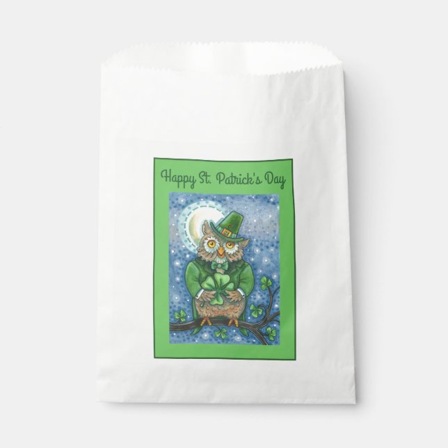 SACHETS EN PAPIER ST. PATRICK'S DAY OWL, 4 HORLOGE LEPRECHAUN (Devant)
