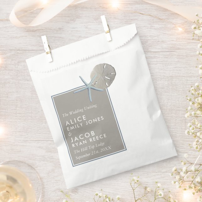 Sachets En Papier Starfish and Sand Dollar - Mariage plage (Coupé)