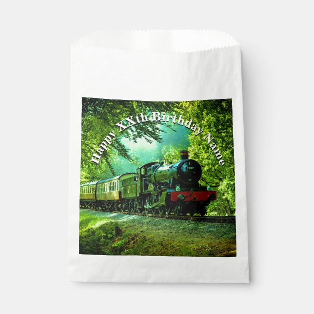 Sachets En Papier Steam Train Man's Birthday Party (Devant)