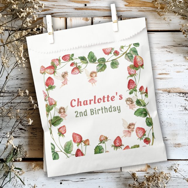 Sachets En Papier Strawberry enchanted fairy garden birthday  (Créateur téléchargé)