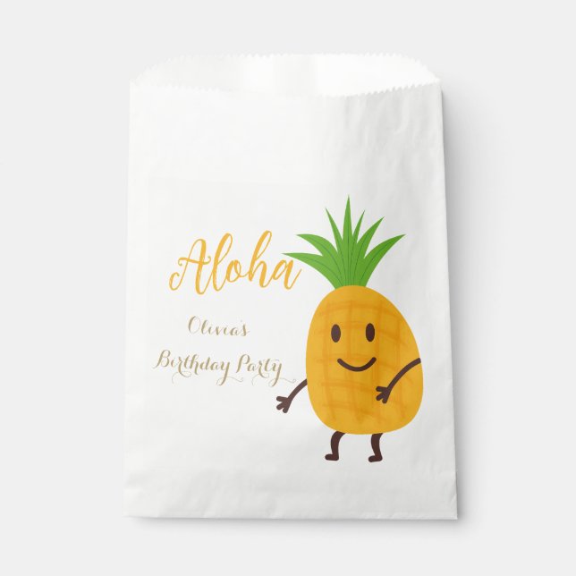 Sachets En Papier Summer Anniversaire de l'ananas Tropical Aloha (Devant)