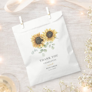Sachets En Papier Sunflower Eucalyptus Script Mariage floral