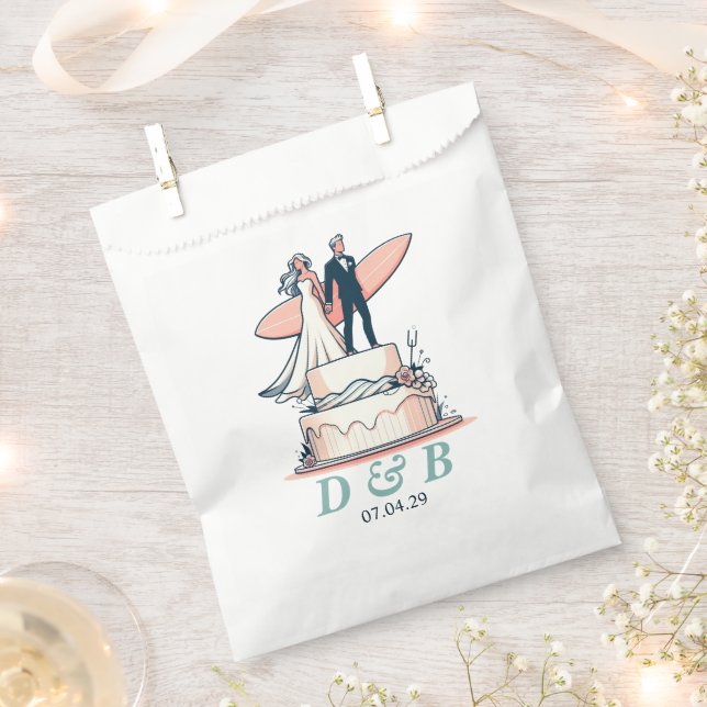 Sachets En Papier Surf Mariage en couple (Coupé)