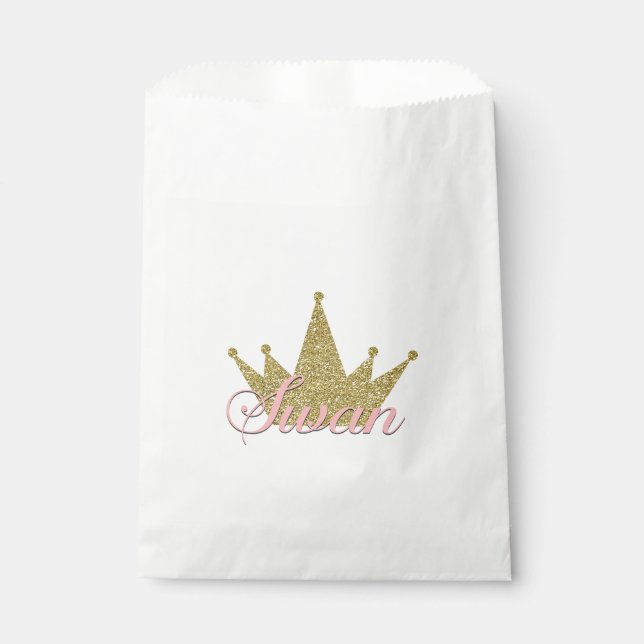 Sachets En Papier Swan Princess Gold Parties scintillant Couronne An (Devant)
