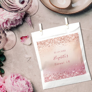 Sachets En Papier Sweet 16 roses doré rose étincelles