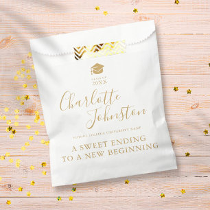 Sachets En Papier Sweet Ending New Beginning Gold Graduation Party