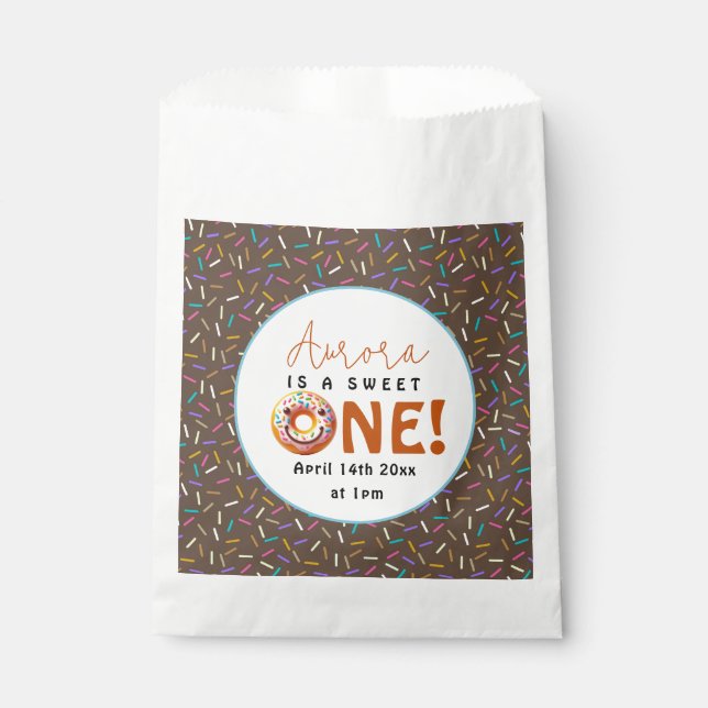 Sachets En Papier Sweet One aquarelle mignonne beignets 1er annivers (Devant)