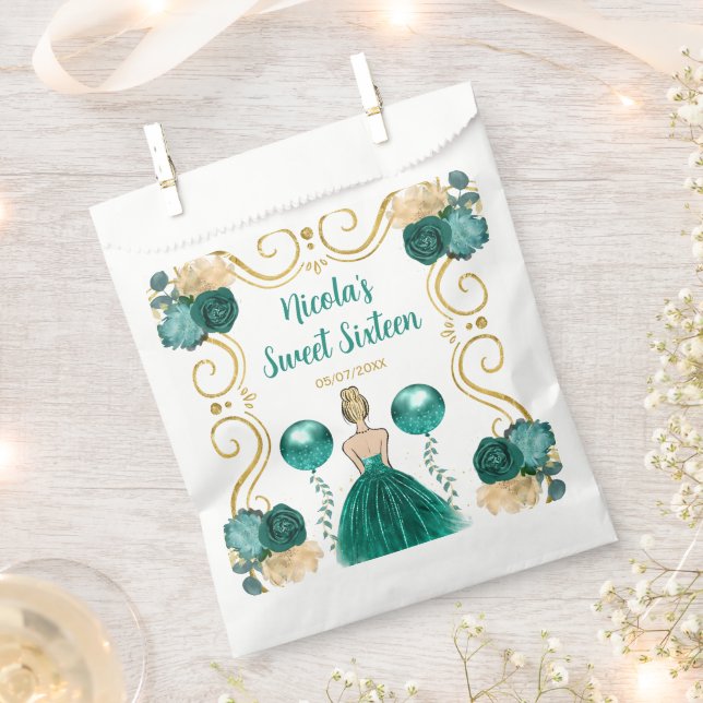 Sachets En Papier Sweet Sixteen Blonde Princess in Teal (Coupé)