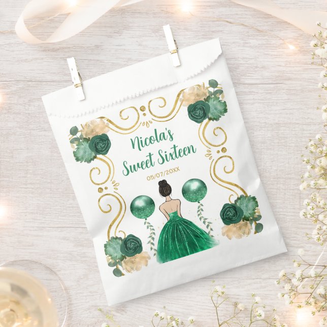 Sachets En Papier Sweet Sixteen Brown Hair Princess in Green (Coupé)
