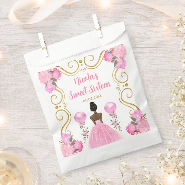 Sachets En Papier Sweet Sixteen Dark Skin Princess in Pink (Coupé)