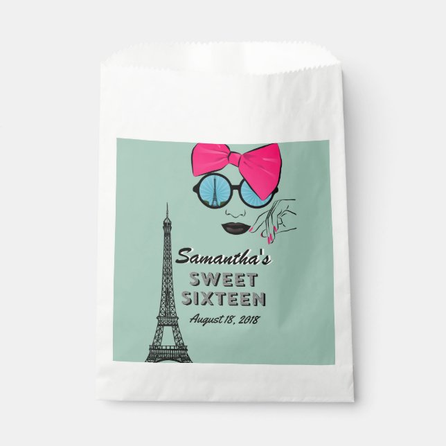 Sachets En Papier Sweet sixteen Paris Anniversaire Treat Favoriser l (Devant)