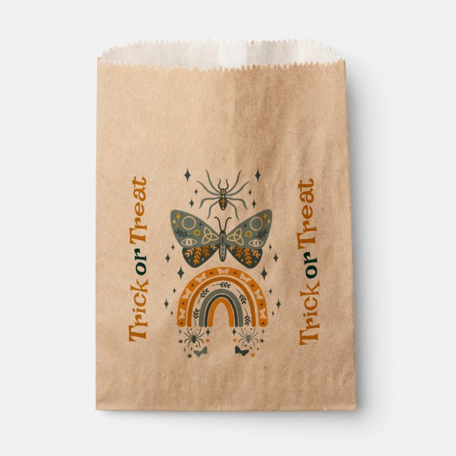 Sachets En Papier Symboles d'Halloween éffrayant - Texte de trait ou (Devant)