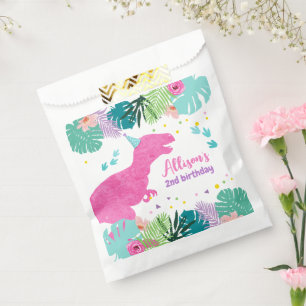 Sachets En Papier T-Rex Pink Dinosaur Girl Dino Anniversaire préhist