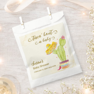 Sachets En Papier Taco 'Bout A Baby Watercolor Baby shower Cactus