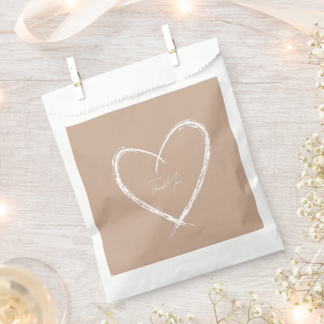 Sachets En Papier Taupe de Fête des mariées blanche personnalisée (Coupé)