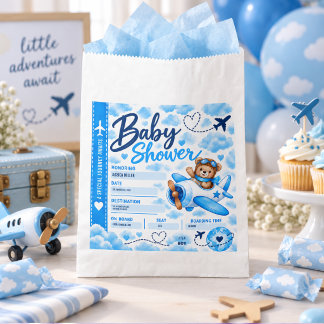 Sachets En Papier Teddy Bear Airplane Boarding Pass Boy Baby Shower