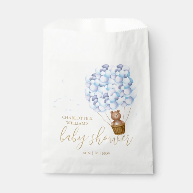 Sachets En Papier Teddy Bear Bearly Wait Blue Boy Baby shower (Devant)
