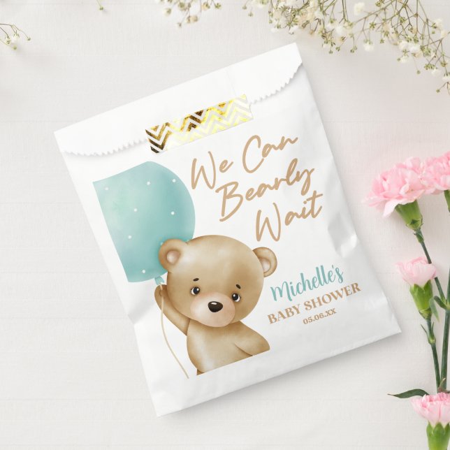 Sachets En Papier Teddy Bear Bleu Nous Pouvons Bearly Wait Baby show (Scellé)