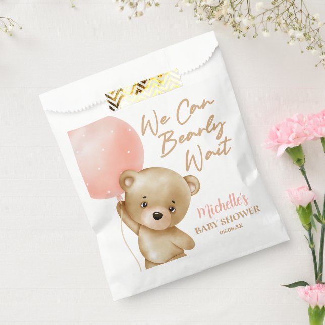 Sachets En Papier Teddy Bear Pink Nous Pouvons Bearly Wait Baby show (Scellé)