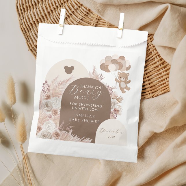 Sachets En Papier Thank You Beary Much Neutral Teddy Bear Boho (Créateur téléchargé)