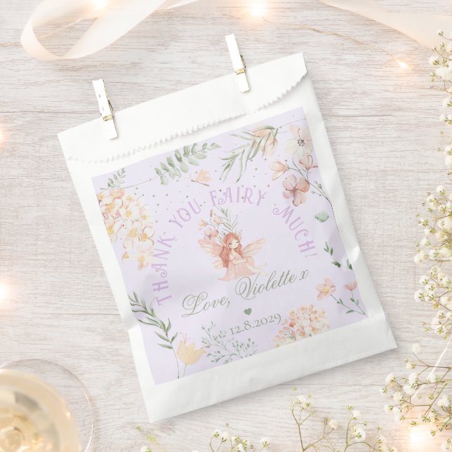 Sachets En Papier Thank you Fairy Much Fairy 1st Birthday Purple (Coupé)