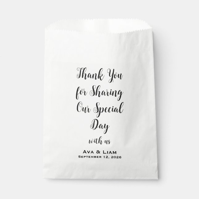 Sachets En Papier Thank You for Sharing Our Special Day (Devant)