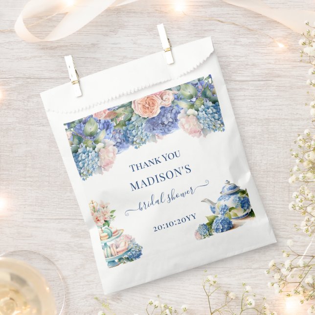 Sachets En Papier Thé de mariage Hydrangea Bleu (Coupé)