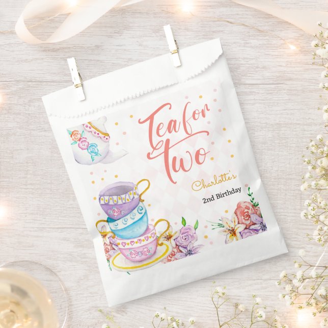 Sachets En Papier Thé pour deux, anniversaire de thé (Coupé)