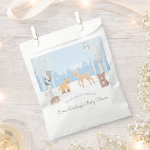 Sachets En Papier Thème baby shower Woodland   forêt d'hiver