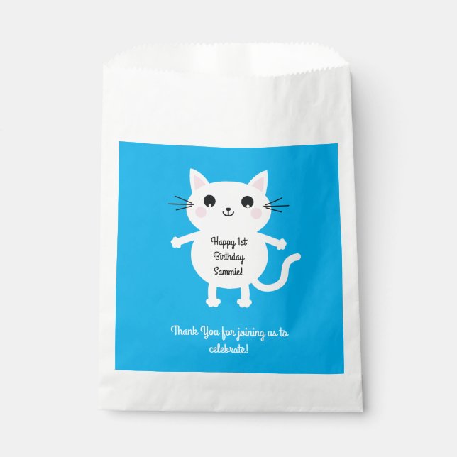 Sachets En Papier Thème de fête d'anniversaire de Cat Cute Kitty (Devant)