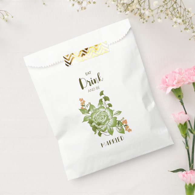 Sachets En Papier Thème de Mariage Floral Rose vert (Scellé)