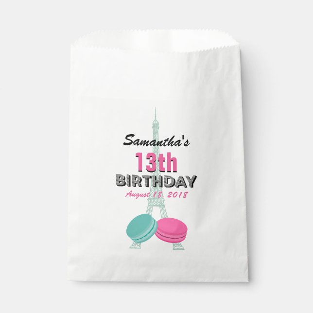 Sachets En Papier Thème Paris Joyeux Anniversaire Treat Favoriser le (Devant)