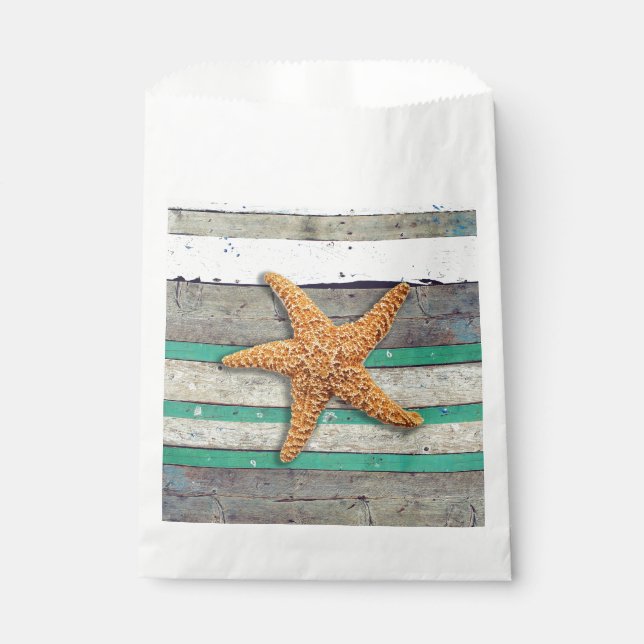 Sachets En Papier Thème Plage Starfish Mariage Rustique (Devant)