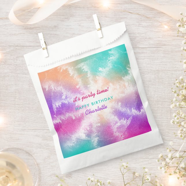 Sachets En Papier Tie Dye Pastel Rose Orange Turquoise Violet Annive (Coupé)