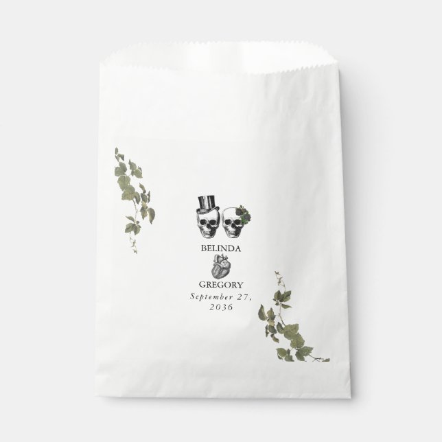 Sachets En Papier Til Death Coeur gothique Mariage des crânes florau (Devant)