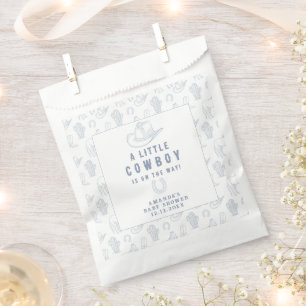 Sachets En Papier Toile de Jouy Blue Cowboy Baby shower occidental