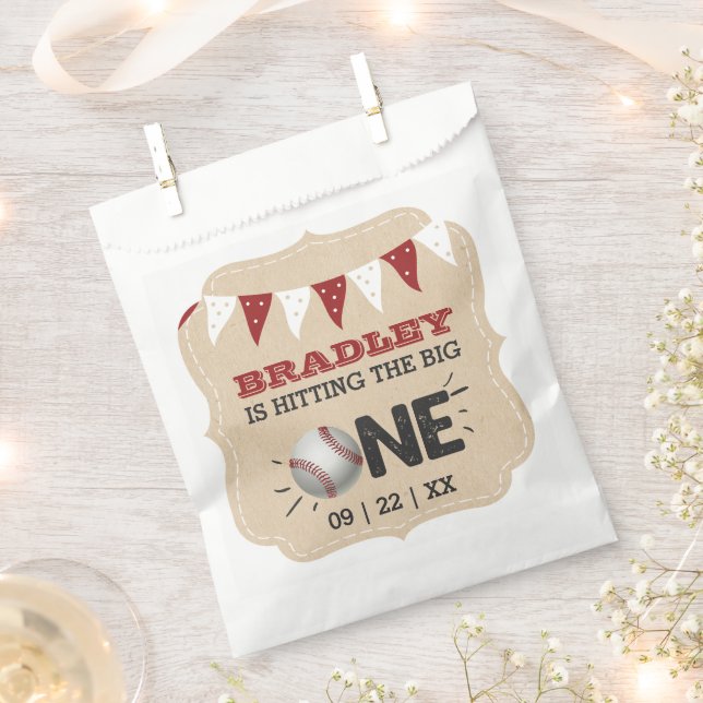 Sachets En Papier Toucher Le Grand | Baseball 1er anniversaire (Coupé)