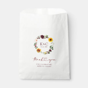 Sachets En Papier Tournesol mariage de automne et Rose de Bourgogne
