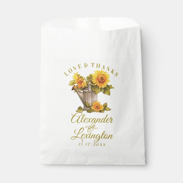 Sachets En Papier Tournesol Rustique thème mariage Favour sac | (Devant)