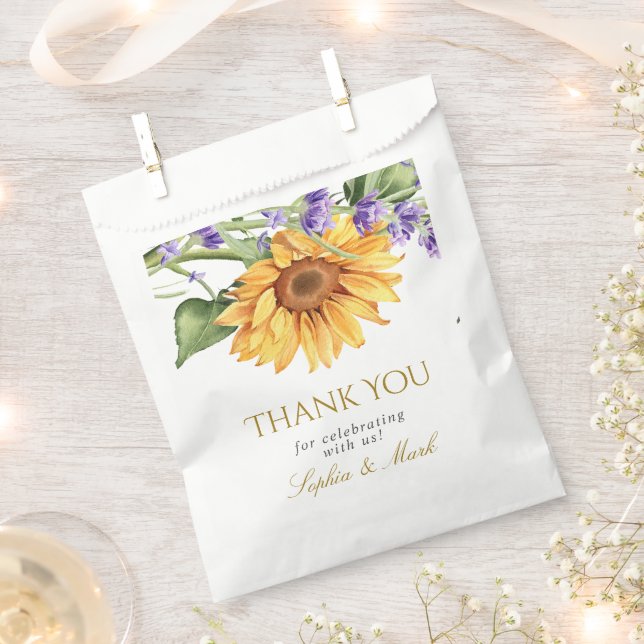Sachets En Papier Tournesols rustiques et Mariage de lavande (Coupé)