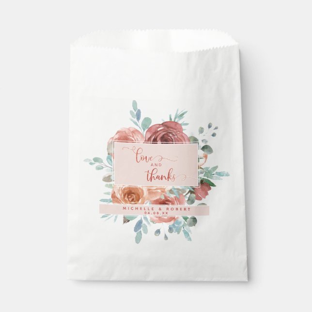 Sachets En Papier Tout événement, Ethéal Floral, Or Rose (Devant)