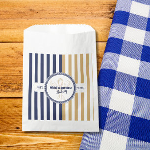 Sachets En Papier Traiteur Boulangerie Chef Whisk Navy & Or