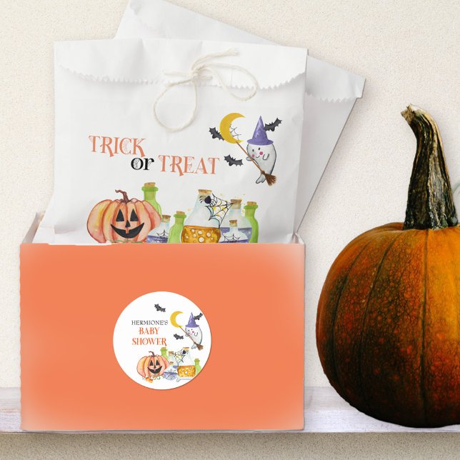 Sachets En Papier Trick or Treat Cute Ghost Citrouille and Magic Pot (Trick or Treat bags for halloween visitors, baby shower favors etc)