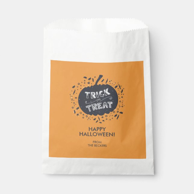 Sachets En Papier Trick Ou Treat Citrouille Halloween Favoriser les  (Devant)