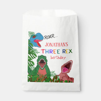 Sachets En Papier Trois Rex Jurrassique Anniversaire Enfant Dinosaur