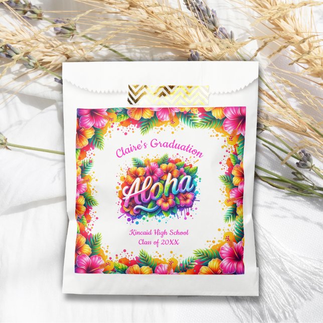 Sachets En Papier Tropical Aloha Luau Graduation Party (Créateur téléchargé)