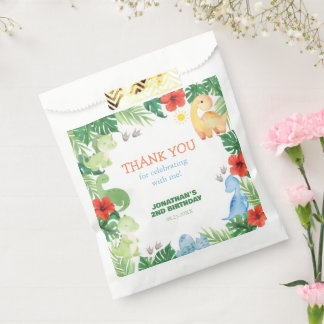 Sachets En Papier Tropical Forest Dinosaur Birthday Thank You